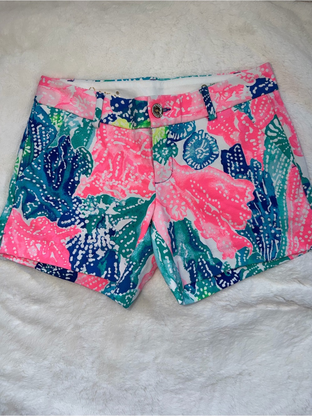 Lilly Pulitzer Coral Pink Tropical Print Shorts